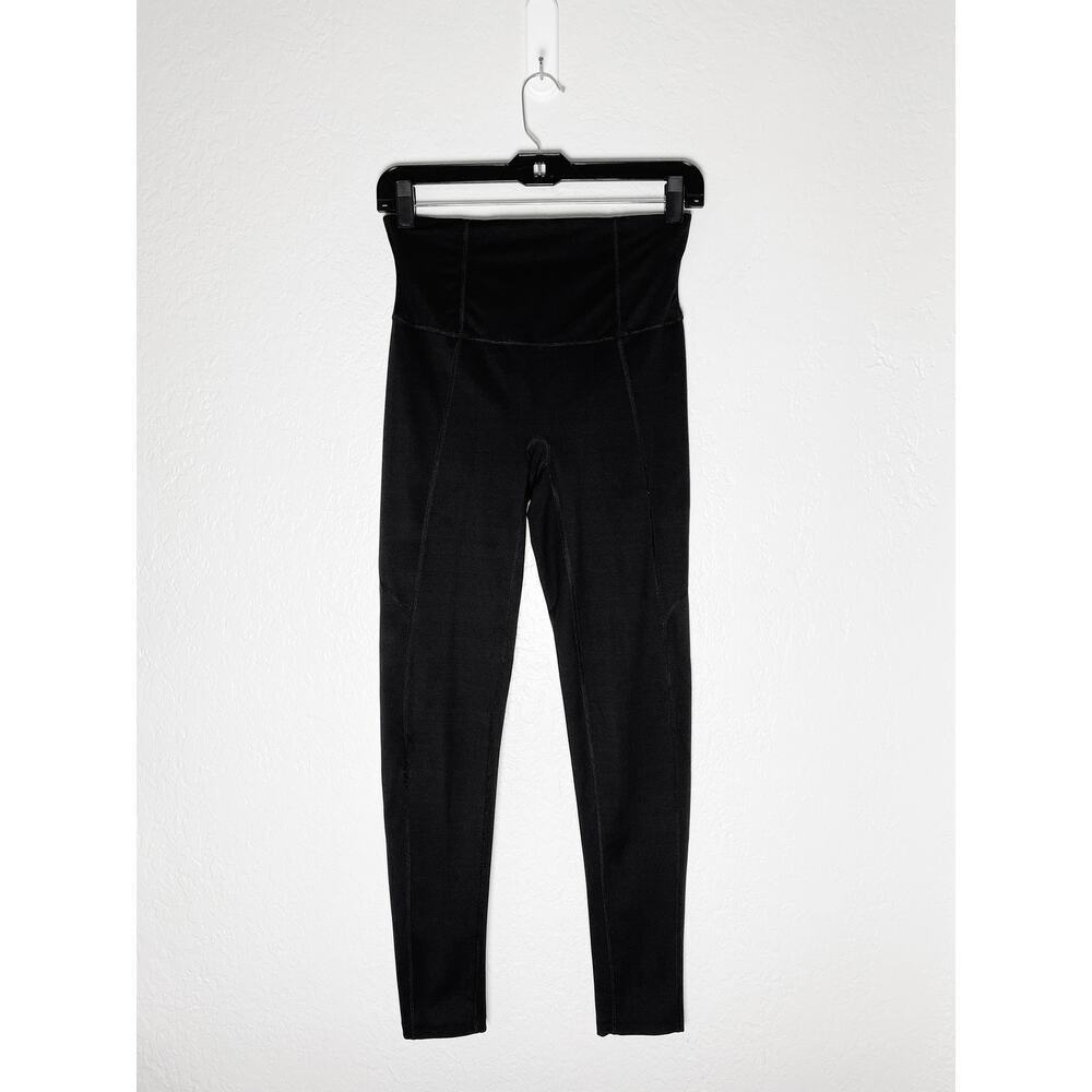 Spanx Womens Black High Waist Leggings Yoga Athleisure Workout Waist Pocket